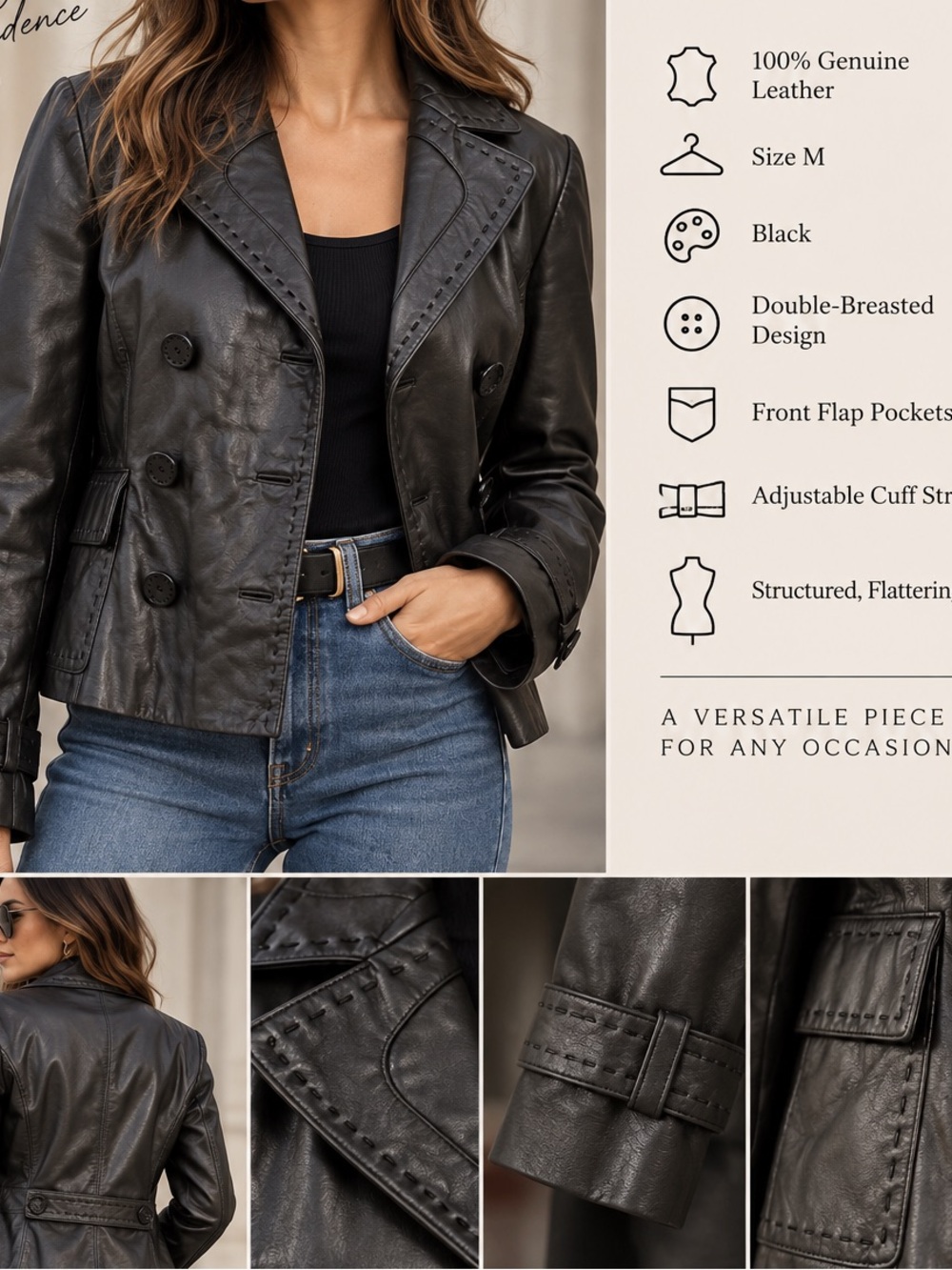 YAYA Leather Black Blazer Jacket Size M